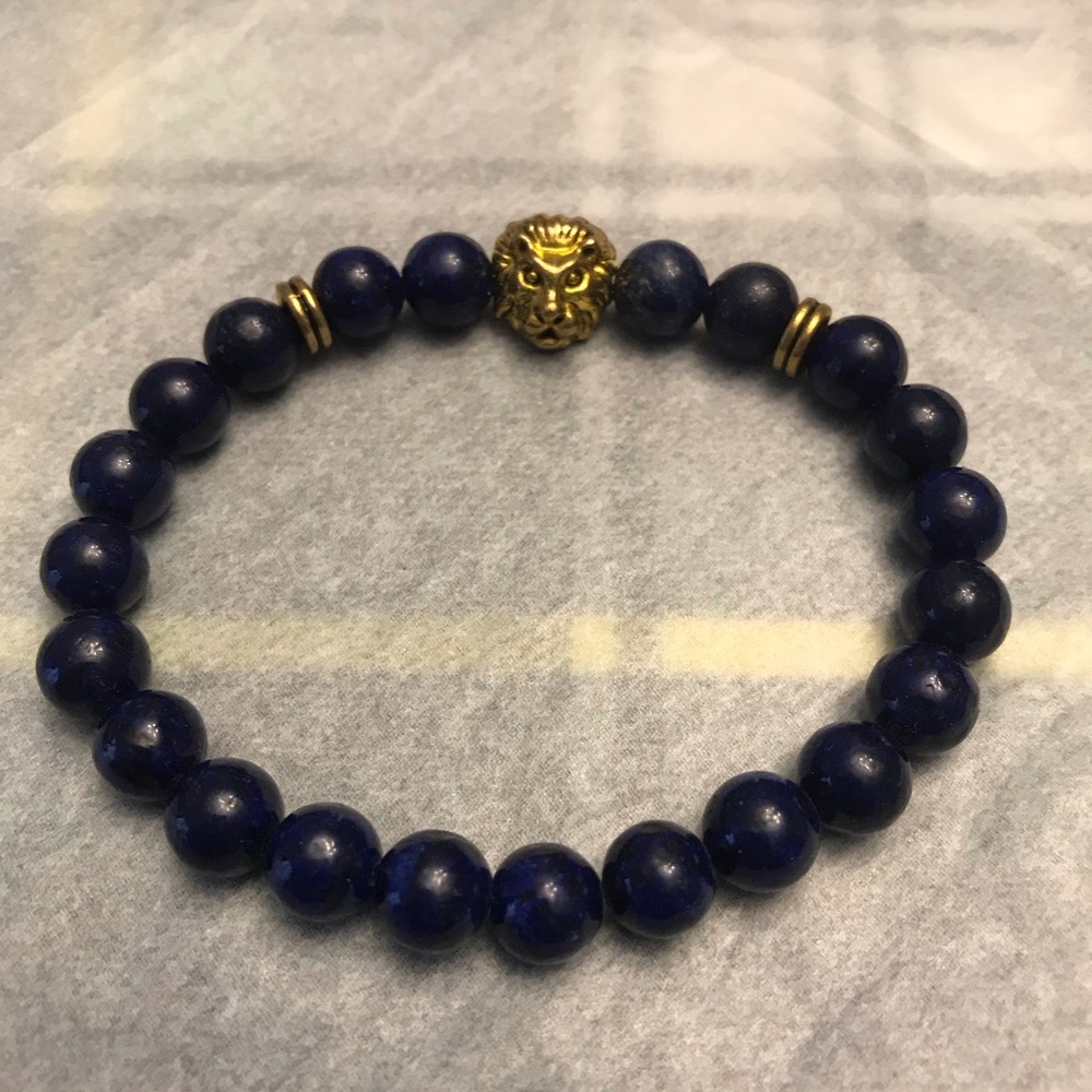 Navy and gold bead bracelet